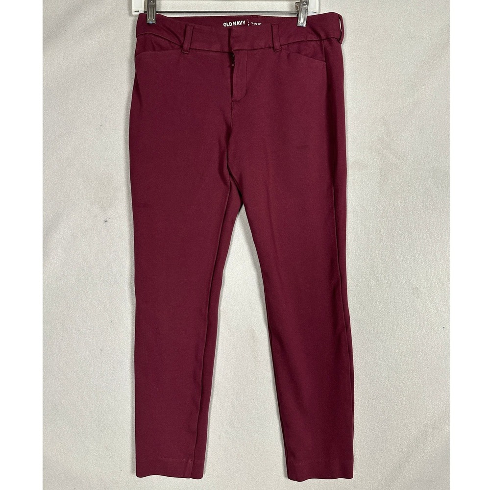 Old Navy Pants Womens 6 Pixie Built-In Sculpt Burgundy Slim Tapered Stretch EUC